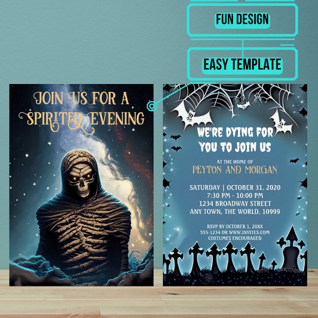 Invitación Aterrador Mummy Halloween Party (Use these awesome invitations to get your guest in the mood right away. )