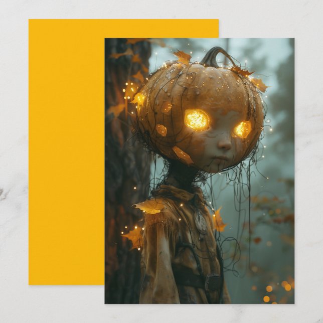 Invitación Aterradoramente Pumpkin Head (Anverso / Reverso)