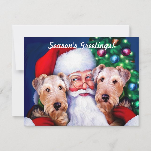 Invitación Aterrores de Airedale de Santa en Navidades (Anverso)