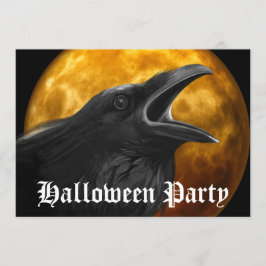 Invitación Aterrorífico Black Raven Full Moon Halloween Party