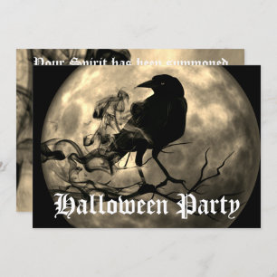 Invitación Aterrorífico Black Raven Full Moon Halloween Party