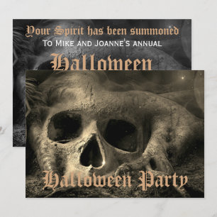 Invitación Aterrorífico festival de halloween con cráneo góti