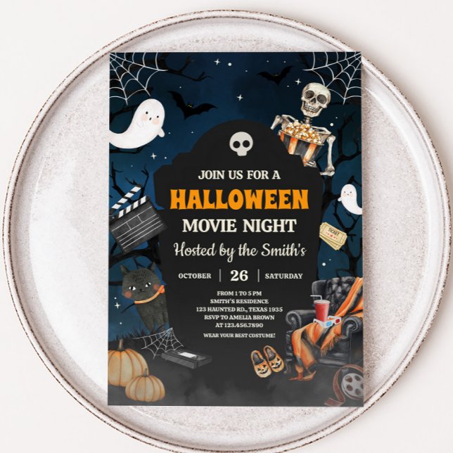Invitación Aterrorífico Fiesta de la noche de la película Hal (Scary Horror Halloween Party Movie Night Party Invitation)