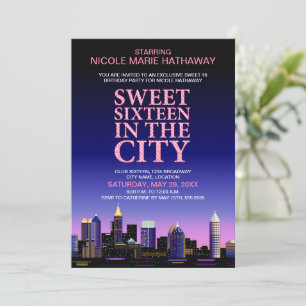 Invitación Atlanta Skyline Sweet 16 Fiesta de cine