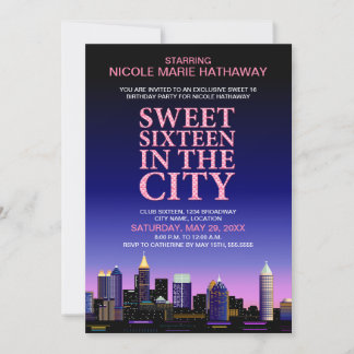 Invitación Atlanta Skyline Sweet 16 Fiesta de cine