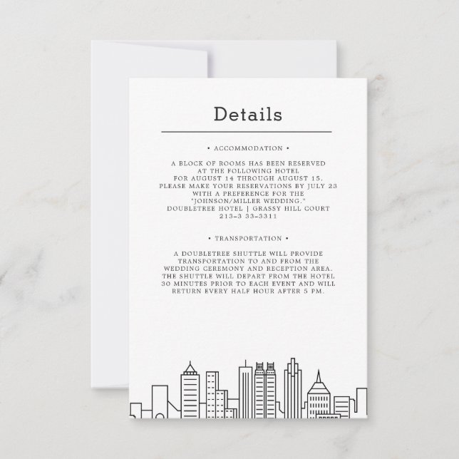 Invitación Atlanta Wedding | Guest Details (Anverso)
