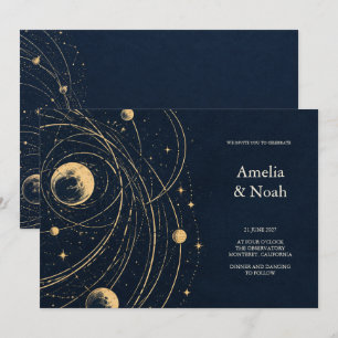 Invitación Atlas Celeste Boda de Medianoche