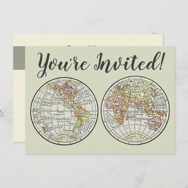 Invitación Atlas Mundial del Mapa de Viajes de la Tierra 1916 (Anverso / Reverso)