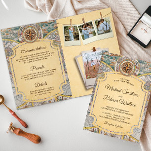 Invitación Atlas Vintage Mapa Mundial Viaje Aventura Boda
