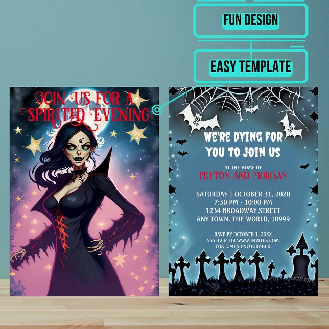 Invitación Atractiva fiesta de halloween de vampiros femenino (Use these awesome invitations to get your guest in the mood right away. )