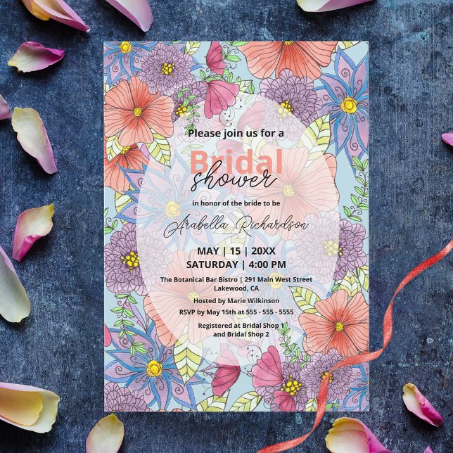 Invitación Atractivo acuarela Floral Botánica Ducha Nupcial (Subido por el creador)