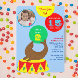 Invitación Atractivo Circus Seal Kids Foto Cumpleaños