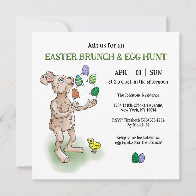 Invitación Atractivo conejo de Pascua (Anverso)