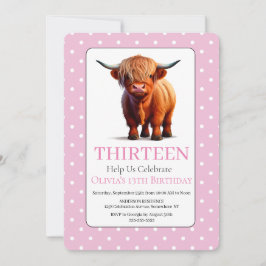 Invitación Atractivo cumpleaños de Cute Highland Cow