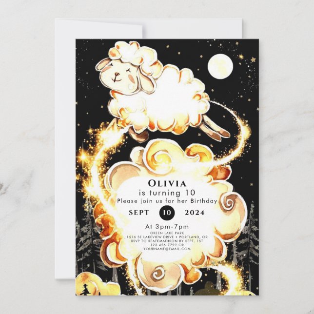 Invitación Atractivo cumpleaños de ovejas de granja (Anverso)