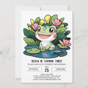 Invitación Atractivo cumpleaños digital de ranas coloridas