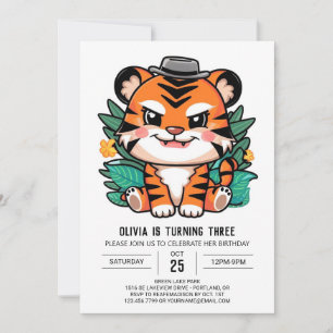 Invitación Atractivo cumpleaños digital de tigres en la Bonit