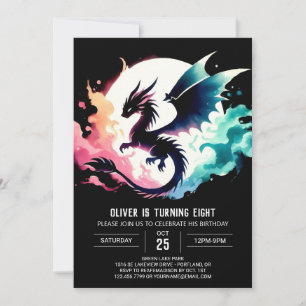 Invitación Atractivo Día de Aniversario del Dragón Editable