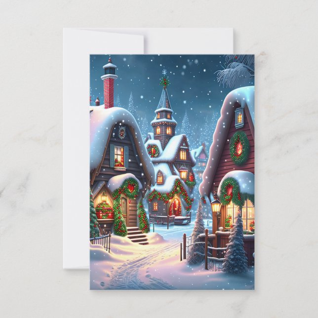 Invitación Atractivo pueblo de Navidades nevados Open House (Anverso)