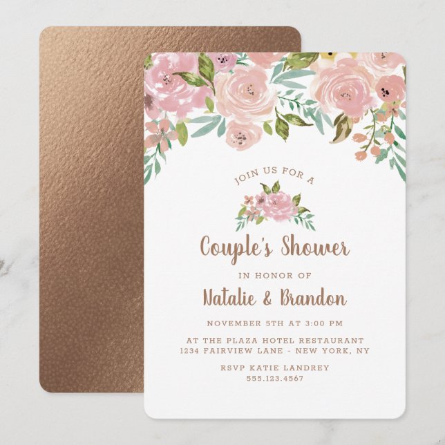 Invitación Atractivo Rosa Vintage Dusty Pink Wedding Shower (Anverso / Reverso)