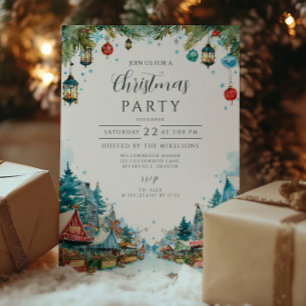 Invitación Atractivos Navidades de Snowy Cottages