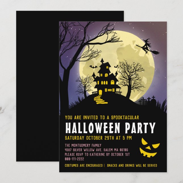 Invitación Atractivos niños de la casa vetan fiesta de Hallow (Anverso / Reverso)