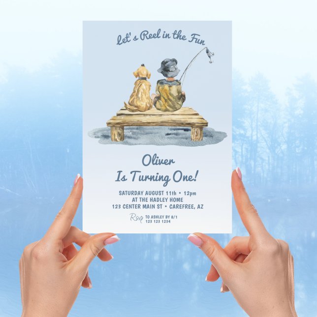 Invitación Atrapa la Diversión Pesca Azul Cumpleaños 1º (Subido por el creador)