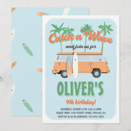 Invitación Atrapa la fiesta de cumpleaños de una ola de surf,