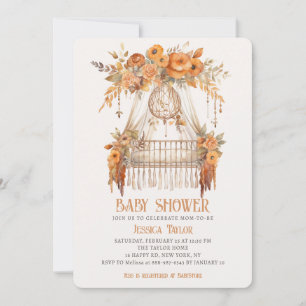Invitación Atrapa Sueños Boho Floral Niña Cot Baby Shower
