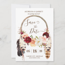 Invitación Atrapa Sueños Boho Rosa y Rubor Salva la Fecha