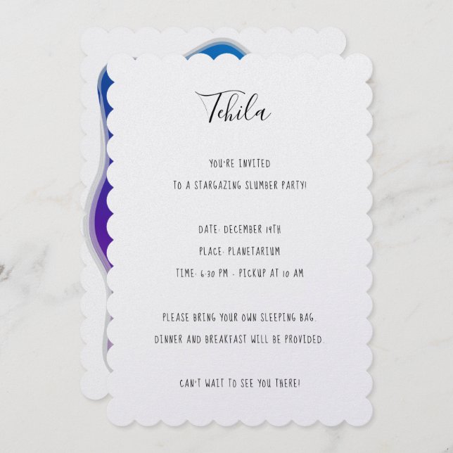 Invitación Atrapa una estrella que cae (Anverso / Reverso)