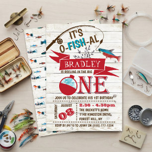 Invitación Atrapando al Grande Cumpleaños de Pesca número 1