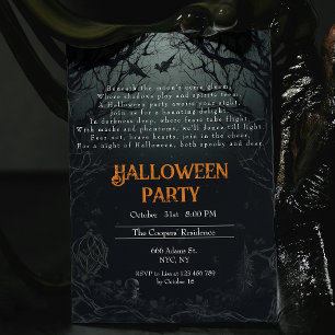 Invitación Atrapando árboles oscuros Creepy Poem Halloween Pa