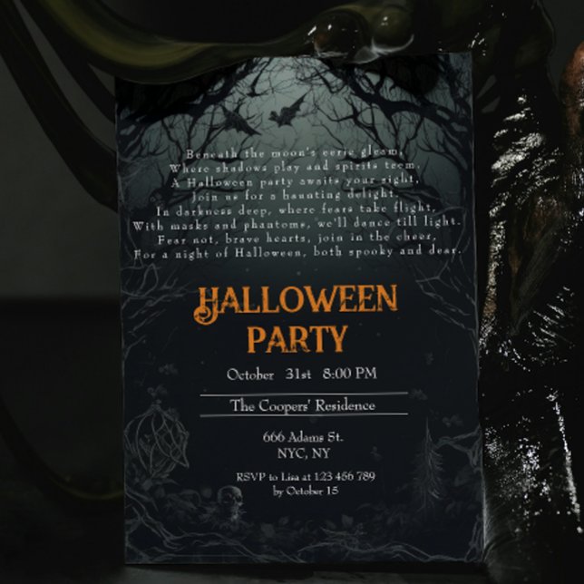Invitación Atrapando árboles oscuros Creepy Poem Halloween Pa (Subido por el creador)