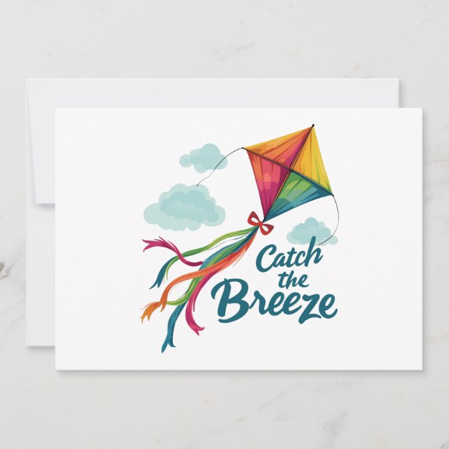 Invitación Atrapar La Cometa Voladora De La Brisa (Anverso)