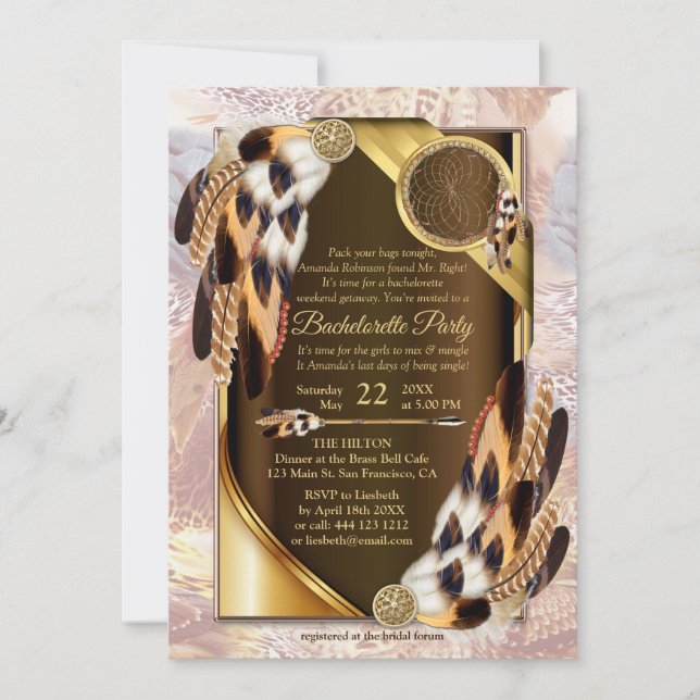 Invitación Atrapasueños de Soltera (Anverso)