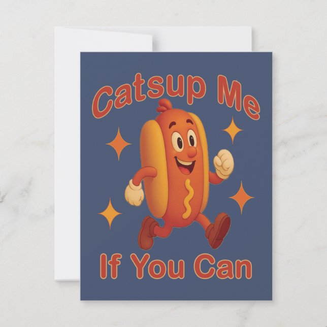 Invitación Atrápenme Si Puedes Comer Perro Caliente - Ketchup (Anverso)