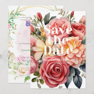 Invitación Atrevido Floral Romántico y Mariposa Doble Cara pa