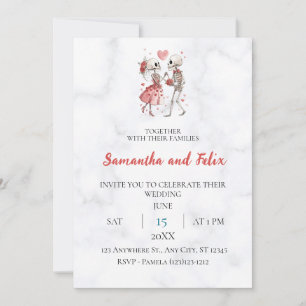 Invitación Atuendo de boda de esqueleto Mármol Boda