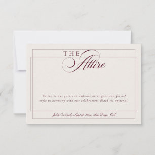 Invitación Atuendo Formal Caligrafía Marfil Borgoña Clásico