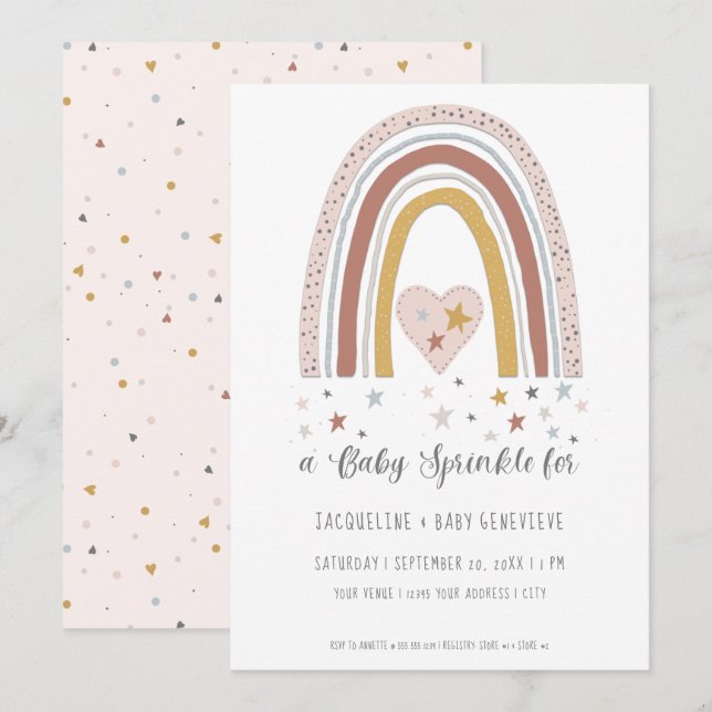 Invitación Aturdido Arcoiris Dusty Oro Azul Rosa Baby Shower  (Anverso / Reverso)