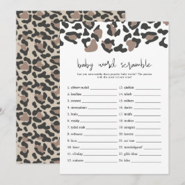 Invitación AUBREE Leopard Print Baby Word Scramble Game Invi