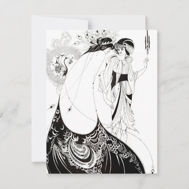 Invitación Aubrey Beardsley Invitó A La Falda De Peacock (Anverso)
