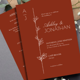 Invitación Auburn All-in-One, Boda del divisor botánico moder