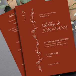 Invitación Auburn All-in-One, Boda del divisor botánico moder