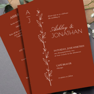 Invitación Auburn All-in-One, Boda del divisor botánico moder