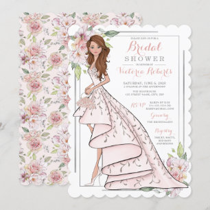 Invitación Auburn Bride en ducha de novia en traje de noche