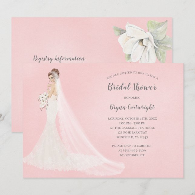 Invitación Auburn Bride en lujosa elegante ducha de novia (Anverso / Reverso)