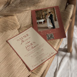 Invitación Auburn Copper Old Money QR Code Photo Wedding<br><div class="desc">This wedding invitation is perfect for your wedding if you are looking for an elegant unique and easy editable invitation .An elegant unique luxurious auburn and copper image QR code wedding template invitation. as you see it features a copper old money background. And classy Parisian font in auburn old money...</div>