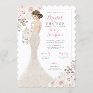 Invitación Auburn Glam Bride en ducha de novia en traje de no